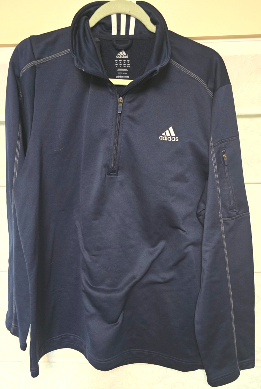 Adidas Quarter Zip Jacket Mens XL Navy Blue Pullover Athletic Training Top